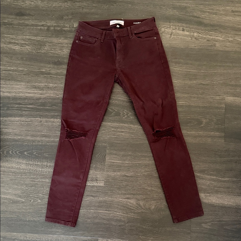 DL 1961 Margaux Instasculpt Ankle Skinny Jeans - Burgundy